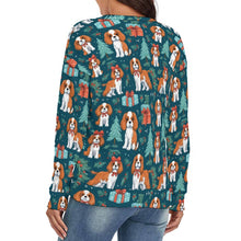 Load image into Gallery viewer, Bundles of Joy Blenheim Cavaliers Women&#39;s V-Neck Christmas Sweater-Apparel-Apparel,Cavalier King Charles Spaniel,Christmas,Dog Mom Gifts,Sweater,Sweatshirt-4