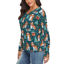 Load image into Gallery viewer, Bundles of Joy Blenheim Cavaliers Women&#39;s V-Neck Christmas Sweater-Apparel-Apparel,Cavalier King Charles Spaniel,Christmas,Dog Mom Gifts,Sweater,Sweatshirt-3