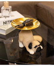 Load image into Gallery viewer, Butler Pug Love Key Tray Holder Statues-15