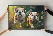 Load image into Gallery viewer, Buttercup Field English Bulldogs Wall Art Poster-Art-Dog Art, English Bulldog, Home Decor, Poster-Light Canvas-Tiny - 8x10&quot;-1