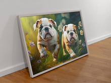 Load image into Gallery viewer, Buttercup Field English Bulldogs Wall Art Poster-Art-Dog Art, English Bulldog, Home Decor, Poster-2