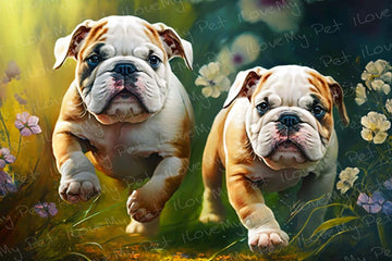 Buttercup Field English Bulldogs Wall Art Poster 360x