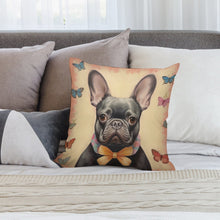 Load image into Gallery viewer, Butterfly Whispers Black French Bulldog Plush Pillow Case-Cushion Cover-Dog Dad Gifts, Dog Mom Gifts, French Bulldog, Home Decor, Pillows-2