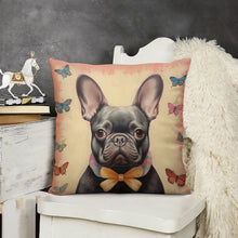 Load image into Gallery viewer, Butterfly Whispers Black French Bulldog Plush Pillow Case-Cushion Cover-Dog Dad Gifts, Dog Mom Gifts, French Bulldog, Home Decor, Pillows-3