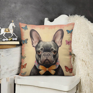 Butterfly Whispers Black French Bulldog Plush Pillow Case-Cushion Cover-Dog Dad Gifts, Dog Mom Gifts, French Bulldog, Home Decor, Pillows-3