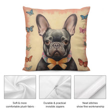 Load image into Gallery viewer, Butterfly Whispers Black French Bulldog Plush Pillow Case-Cushion Cover-Dog Dad Gifts, Dog Mom Gifts, French Bulldog, Home Decor, Pillows-5