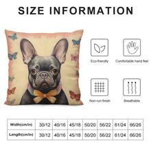 Load image into Gallery viewer, Butterfly Whispers Black French Bulldog Plush Pillow Case-Cushion Cover-Dog Dad Gifts, Dog Mom Gifts, French Bulldog, Home Decor, Pillows-6