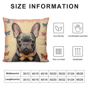 Butterfly Whispers Black French Bulldog Plush Pillow Case-Cushion Cover-Dog Dad Gifts, Dog Mom Gifts, French Bulldog, Home Decor, Pillows-6