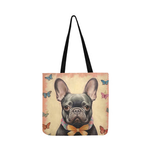 Butterfly Whispers Black French Bulldog Shopping Tote Bag-Accessories-Accessories, Bags, Dog Dad Gifts, Dog Mom Gifts, French Bulldog-ONESIZE-2
