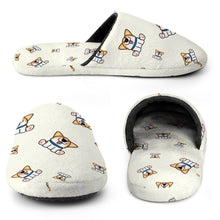 Load image into Gallery viewer, Corgi Slippers for Women - Playful Corgi Antics - Flannel-Slippers-12