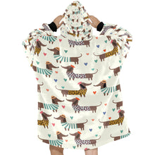 Load image into Gallery viewer, French Dachshunds in Love Blanket Hoodie for Women - 4 Colors-Apparel-Apparel, Blankets, Dachshund, French Bulldog-4