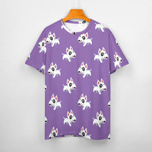 Load image into Gallery viewer, Happy Happy Bull Terrier Love All Over Print Women's Cotton T-Shirt - 4 Colors-Apparel-Apparel, Bull Terrier, Dog Mom Gifts, Shirt, T Shirt-17