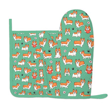 Load image into Gallery viewer, Adorable Corgi Love Parade Oven Mitts and Pot Holder Set-Kitchen Decor-Accessories,Corgi,Dog Mom Gifts-9