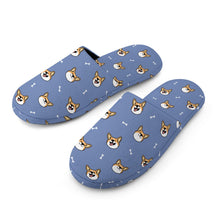 Load image into Gallery viewer, Corgi Slippers for Women - Happy Corgi Fun - Flannel-Slippers-17