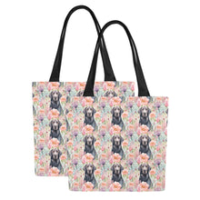 Load image into Gallery viewer, Pastel Petals and Black Labradors Large Canvas Tote Bags - Set of 2-Accessories-Accessories, Bags, Black Labrador, Labrador-13