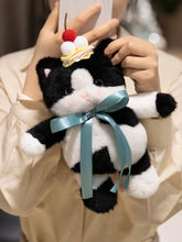Load image into Gallery viewer, Cake on My Mind Black and White Cat Plush Toy-3