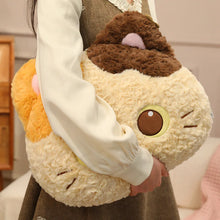 Load image into Gallery viewer, Calico Cat Pillow - Made of Plush - Kawaii Design with Pink Inner Ears-4