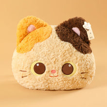 Load image into Gallery viewer, Calico Cat Pillow - Made of Plush - Kawaii Design with Pink Inner Ears-6