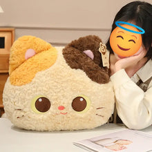 Load image into Gallery viewer, Calico Cat Pillow - Made of Plush - Kawaii Design with Pink Inner Ears-Stuffed Animals-Calico Cat,Cat Memorial Gifts,Stuffed Animal-2