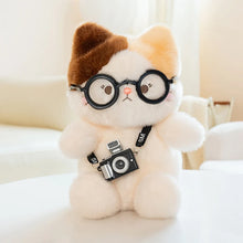 Load image into Gallery viewer, Calico Cat Plush Toy - Camera-Toting Tourist Cat-WHITE-20cm-7