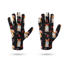 Load image into Gallery viewer, Candy Cane Christmas Corgis Touch Screen Gloves - 4 Colors-Accessories-Accessories, Christmas, Corgi, Dog Dad Gifts, Dog Mom Gifts, Gloves-11