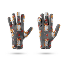 Load image into Gallery viewer, Candy Cane Christmas Corgis Touch Screen Gloves - 4 Colors-Accessories-Accessories, Christmas, Corgi, Dog Dad Gifts, Dog Mom Gifts, Gloves-8