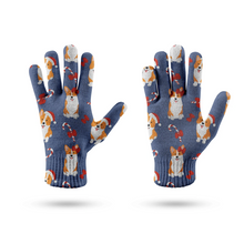 Load image into Gallery viewer, Candy Cane Christmas Corgis Touch Screen Gloves - 4 Colors-Accessories-Accessories, Christmas, Corgi, Dog Dad Gifts, Dog Mom Gifts, Gloves-9
