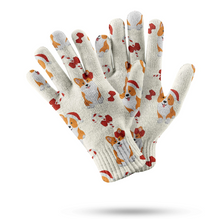 Load image into Gallery viewer, Candy Cane Christmas Corgis Touch Screen Gloves - 4 Colors-Accessories-Accessories, Christmas, Corgi, Dog Dad Gifts, Dog Mom Gifts, Gloves-White-3