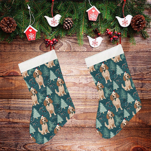 Candy Canes and Cocker Spaniels Christmas Stocking-Christmas Ornament-Christmas, Cocker Spaniel, Home Decor-26X42CM-White-2