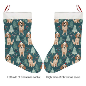 Candy Canes and Cocker Spaniels Christmas Stocking-Christmas Ornament-Christmas, Cocker Spaniel, Home Decor-26X42CM-White-3