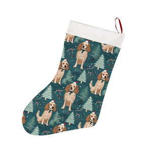 Candy Canes and Cocker Spaniels Christmas Stocking-Christmas Ornament-Christmas, Cocker Spaniel, Home Decor-26X42CM-White-1