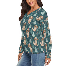 Load image into Gallery viewer, Candy Canes and Cocker Spaniels Women's V-Neck Christmas Sweater-Apparel-Apparel,Christmas,Cocker Spaniel,Dog Mom Gifts,Sweater,Sweatshirt-3