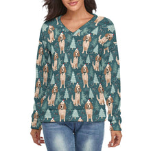 Load image into Gallery viewer, Candy Canes and Cocker Spaniels Women's V-Neck Christmas Sweater-Apparel-Apparel,Christmas,Cocker Spaniel,Dog Mom Gifts,Sweater,Sweatshirt-S-2