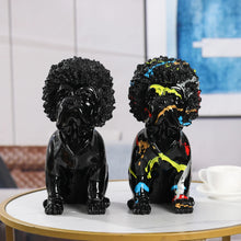 Load image into Gallery viewer, Candy Color Afro Wig Large Ceramic Pug Statues-Home Decor-Dog Dad Gifts, Dog Mom Gifts, Home Decor, Pug, Pug - Black, Statue-14