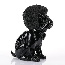 Load image into Gallery viewer, Candy Color Afro Wig Large Ceramic Pug Statues-Home Decor-Dog Dad Gifts, Dog Mom Gifts, Home Decor, Pug, Pug - Black, Statue-3