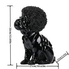 Load image into Gallery viewer, Candy Color Afro Wig Large Ceramic Pug Statues-Home Decor-Dog Dad Gifts, Dog Mom Gifts, Home Decor, Pug, Pug - Black, Statue-4