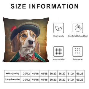 Canine Aristocrat Beagle Plush Pillow Case-Cushion Cover-Beagle, Dog Dad Gifts, Dog Mom Gifts, Home Decor, Pillows-12 "×12 "-White-1
