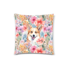 Load image into Gallery viewer, Captivating Corgi Charm Floral Bliss Throw Pillow Covers-Cushion Cover-Corgi, Home Decor, Pillows-2