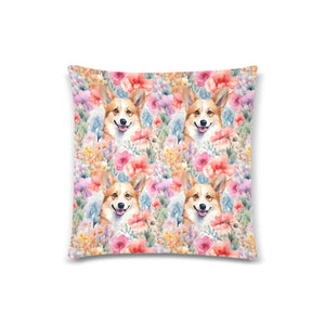 Captivating Corgi Charm Floral Bliss Throw Pillow Covers-Cushion Cover-Corgi, Home Decor, Pillows-3