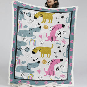 Cartoon Labrador Love Soft Warm Fleece Blanket-Blanket-Black Labrador, Blankets, Dogs, Home Decor, Labrador-2