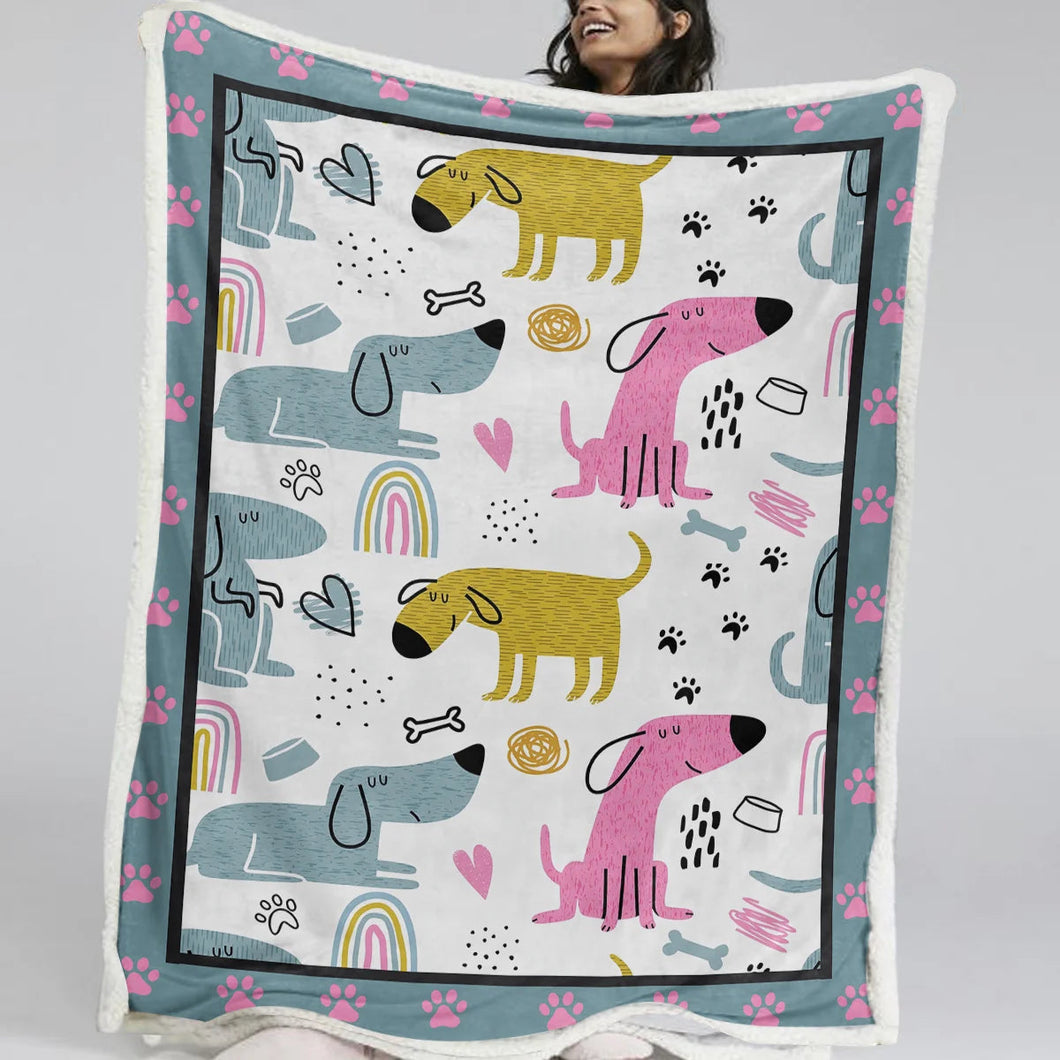 Cartoon Labrador Love Soft Warm Fleece Blanket-Blanket-Black Labrador, Blankets, Dogs, Home Decor, Labrador-Small-1