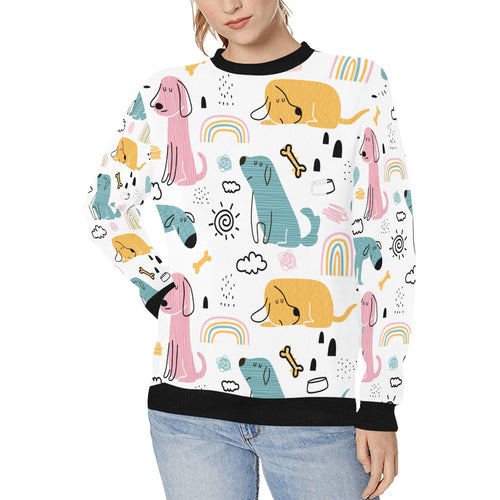 Cartoon Labradors Love Women's Sweatshirt-Apparel-Apparel, Black Labrador, Chocolate Labrador, Labrador, Sweatshirt-White-XS-1