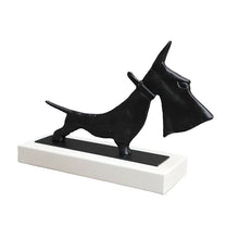 Load image into Gallery viewer, Cast Iron Black Scottie Dog Statue with Marble Base-4