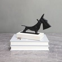 Load image into Gallery viewer, Cast Iron Black Scottie Dog Statue with Marble Base-7