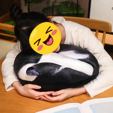 Load image into Gallery viewer, Realistic Sleeping Black and White Cat Pillow - Cosy Curled-Up Cutie-Home Decor-Black and White Cat,Home Decor,Pillows,Stuffed Animal-4