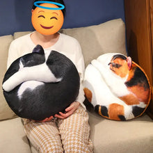 Load image into Gallery viewer, Realistic Sleeping Black and White Cat Pillow - Cosy Curled-Up Cutie-Home Decor-Black and White Cat,Home Decor,Pillows,Stuffed Animal-8
