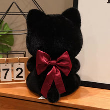 Load image into Gallery viewer, Cute Black Cat Soft Toy - Ribbon Bow Lace Bib-Stuffed Animals-Black Cat,Cats,Stuffed Animal-3