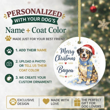 Load image into Gallery viewer, Catahoula Leopard Dog Christmas Ornament - Cozy Winter Pet Portrait Design - Personalize with Photo and Name-Christmas Ornament-Christmas,Christmas Ornament,Personalize Artwork-2