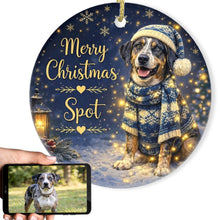 Load image into Gallery viewer, Catahoula Leopard Dog Christmas Ornament - Cozy Winter Pet Portrait Design - Personalize with Photo and Name-Christmas Ornament-Christmas,Christmas Ornament,Personalize Artwork-1