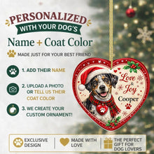 Load image into Gallery viewer, Catahoula Leopard Dog Christmas Ornament - Love &amp; Joy Heart Shaped Portrait - Personalize with Photo and Name-Christmas Ornament-Catahoula,Christmas,Christmas Ornament,Personalize Artwork-2